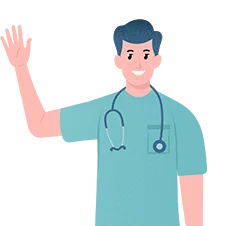 Illustration of a waving doctor

