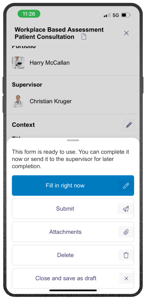 Image 3 in a series of mockups that shows actions in a app